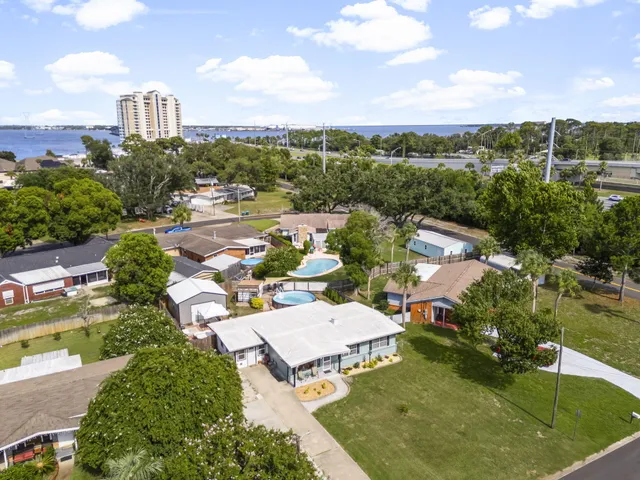 an aerial view of a city with lots of residential buildings