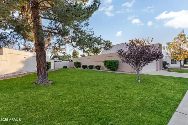 a view of a house with a backyard