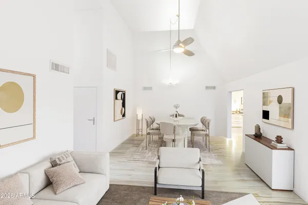 a living room with furniture