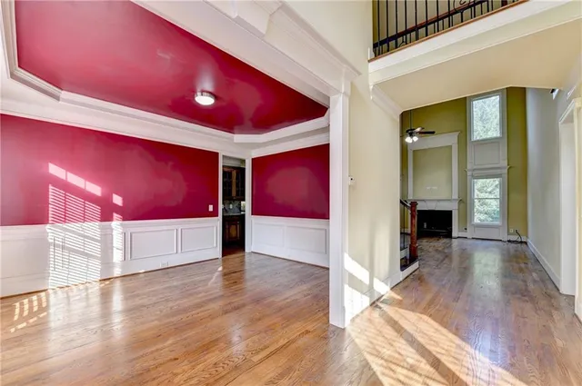 an empty room with windows