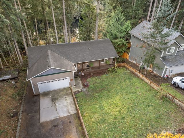 an aerial view of a house