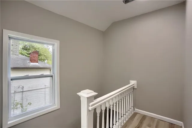 a view of a hallway with closet
