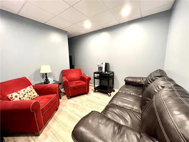 a bed room with bed and a lamp