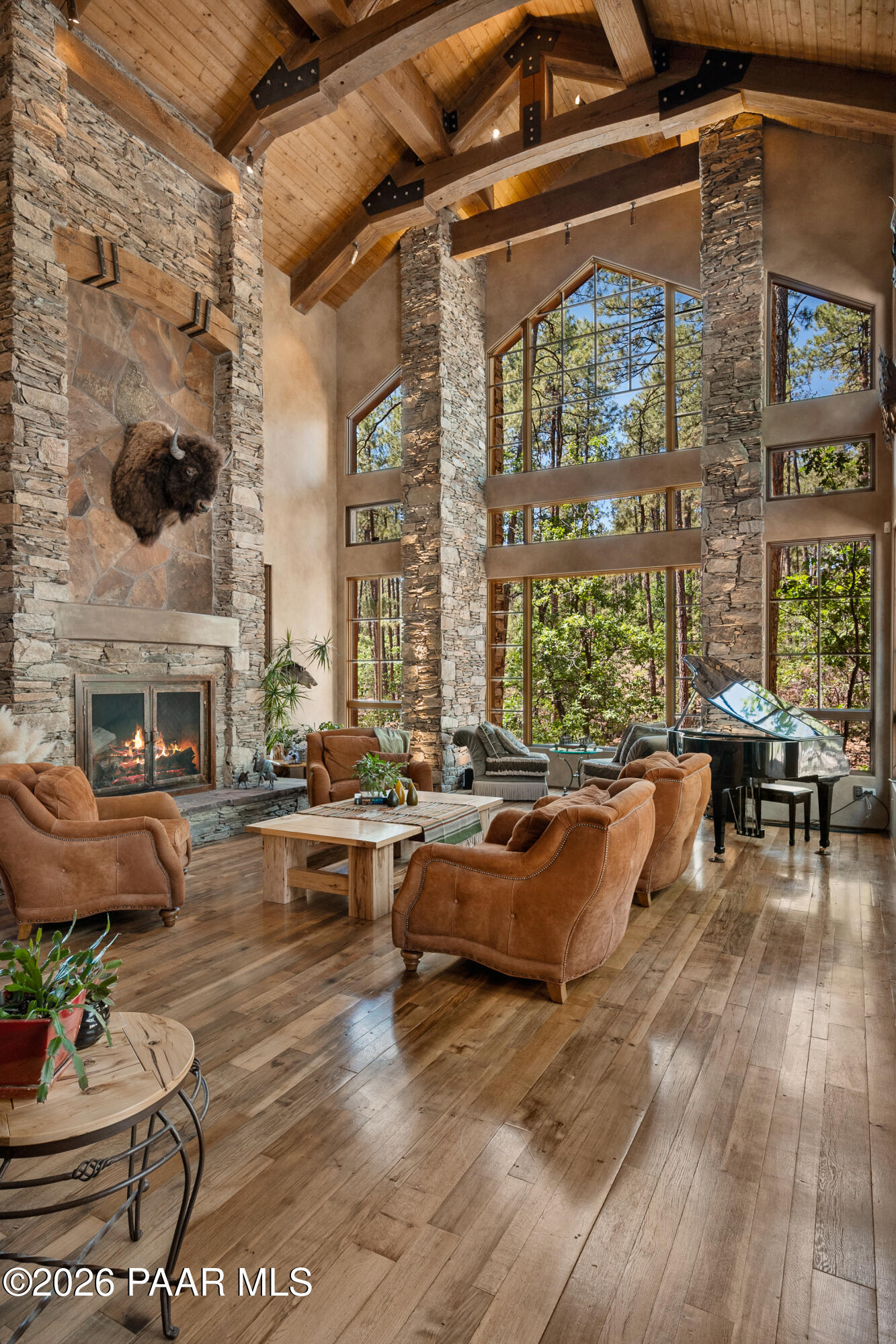 1515 High Valley Ranch Road Prescott, AZ 86303 - Photo 17 of 76 a living room with fireplace furniture and a large window