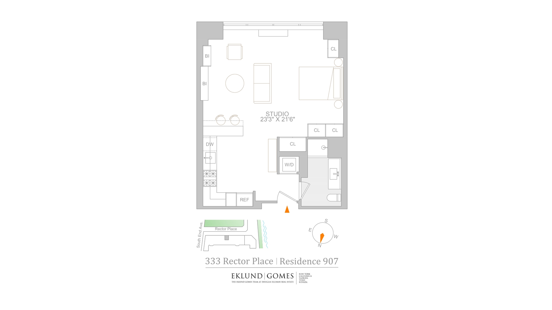 333 Rector Place, Unit 907 Manhattan, NY 10280 - Photo 7 of 7 a picture of a room with a floor plan