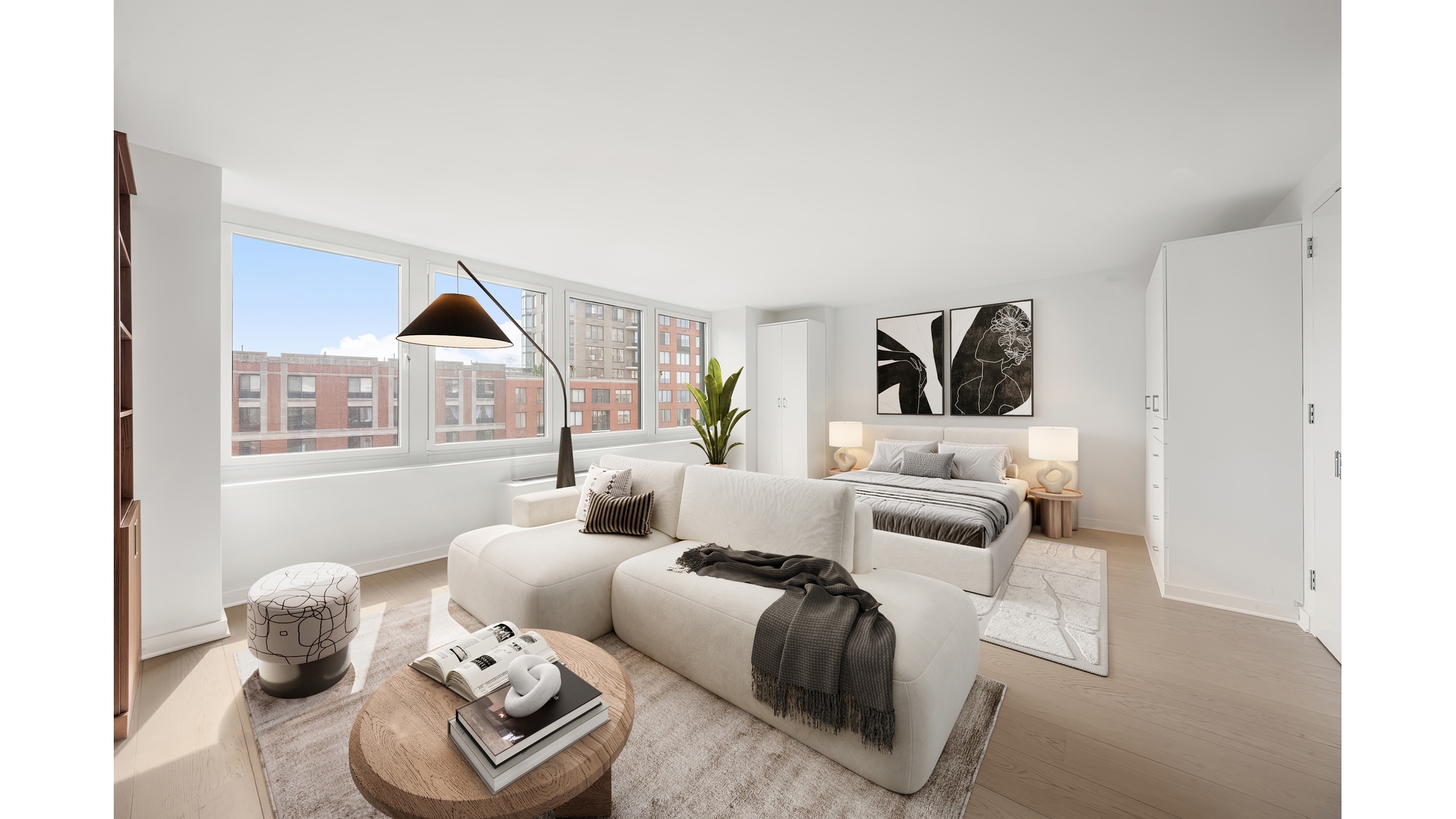 333 Rector Place, Unit 907 Manhattan, NY 10280 - Photo 2 of 7 a living room with furniture and a window