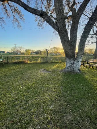 a view of a garden with an ocean