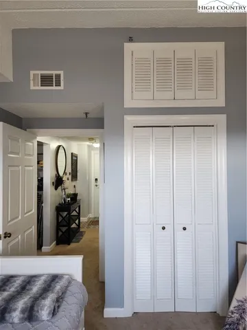 a view of a livingroom with a closet