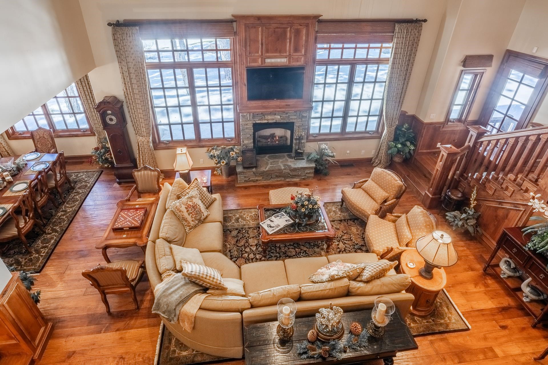 105 Northstar Circle Mammoth Lakes, CA 93546 - Photo 39 of 49 a living room with furniture large window and a fireplace