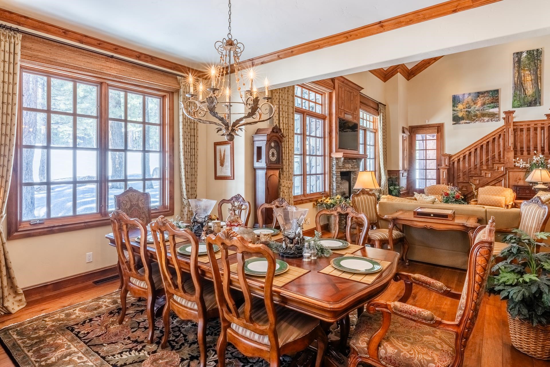 105 Northstar Circle Mammoth Lakes, CA 93546 - Photo 7 of 49 a dining room with furniture a chandelier and wooden floor