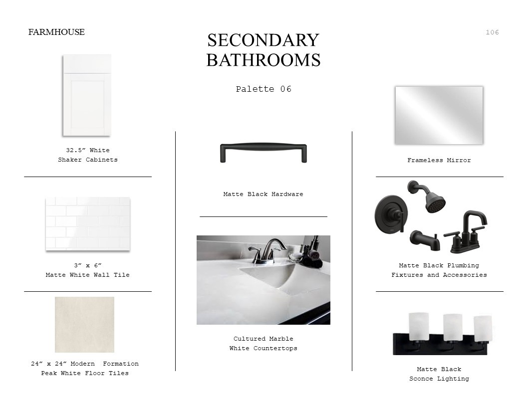 4005 Cardinal Way Waller, TX 77484 - Photo 26 of 34 Farmhouse Look Palette 6: Secondary Bathrooms Selection Sheet (*Artist rendering used for illustration purposes only.)