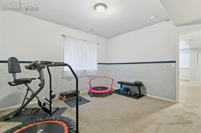 a room with gym equipment