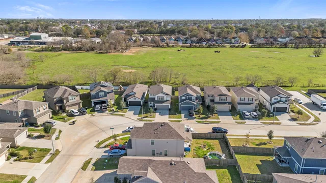 a view of a city with lawn chairs
