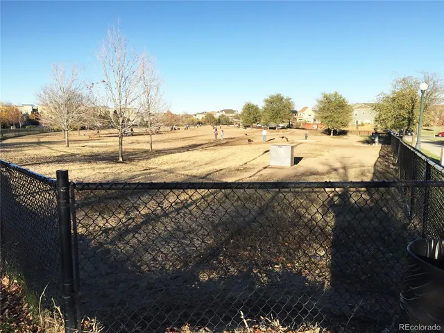 a view of a yard with wooden fence