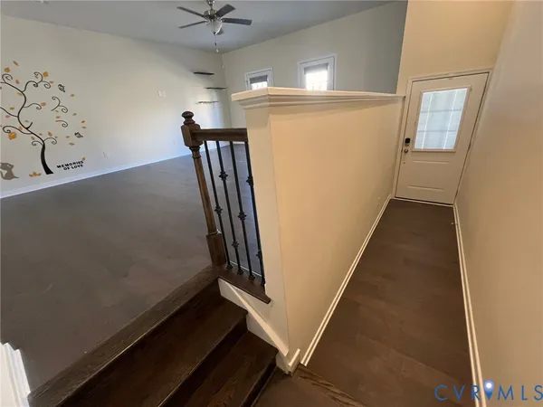 an empty room with windows