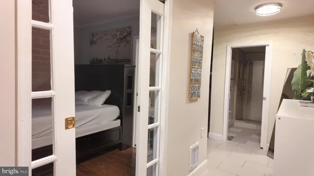 a room that has a bed in it