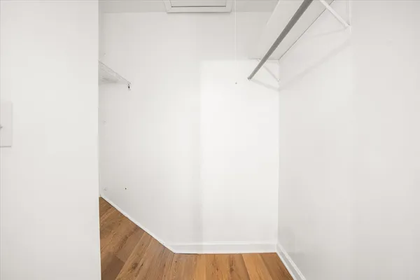 a view of small space with racks on the wall