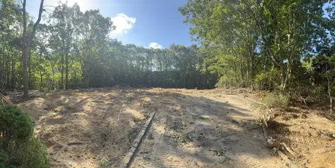 a view of a yard with trees