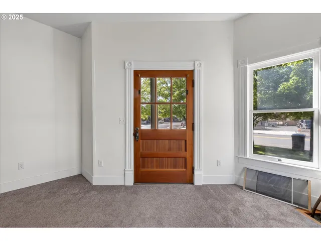 a living room with a large window