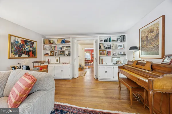 a living room with furniture and decor