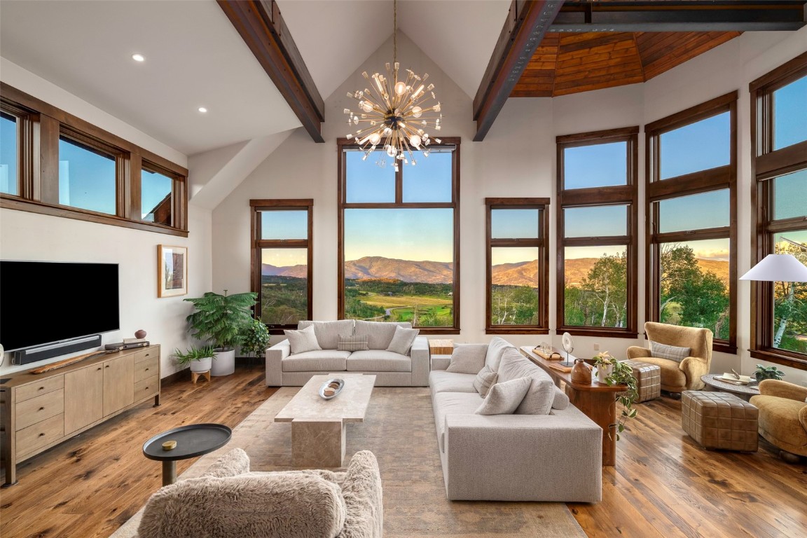 28100 Columbine Ridge Road Steamboat Springs, CO 80487 - Photo 4 of 43 a living room with furniture large garden view and a flat screen tv