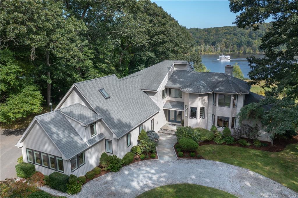 an aerial view of a house