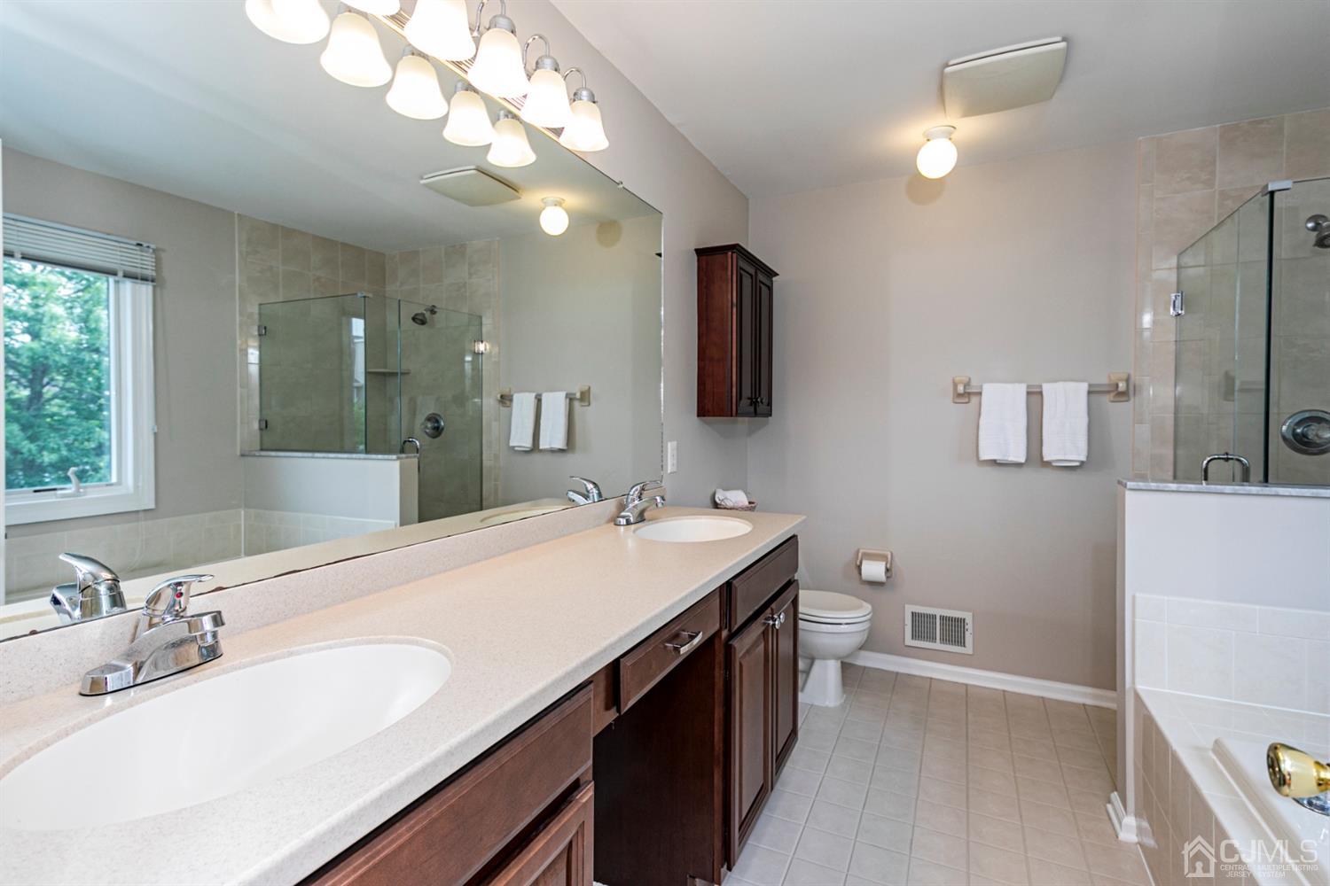30 Aster Way Dayton, NJ 08810 - Photo 20 of 38 a bathroom with a sink double vanity granite and a mirror