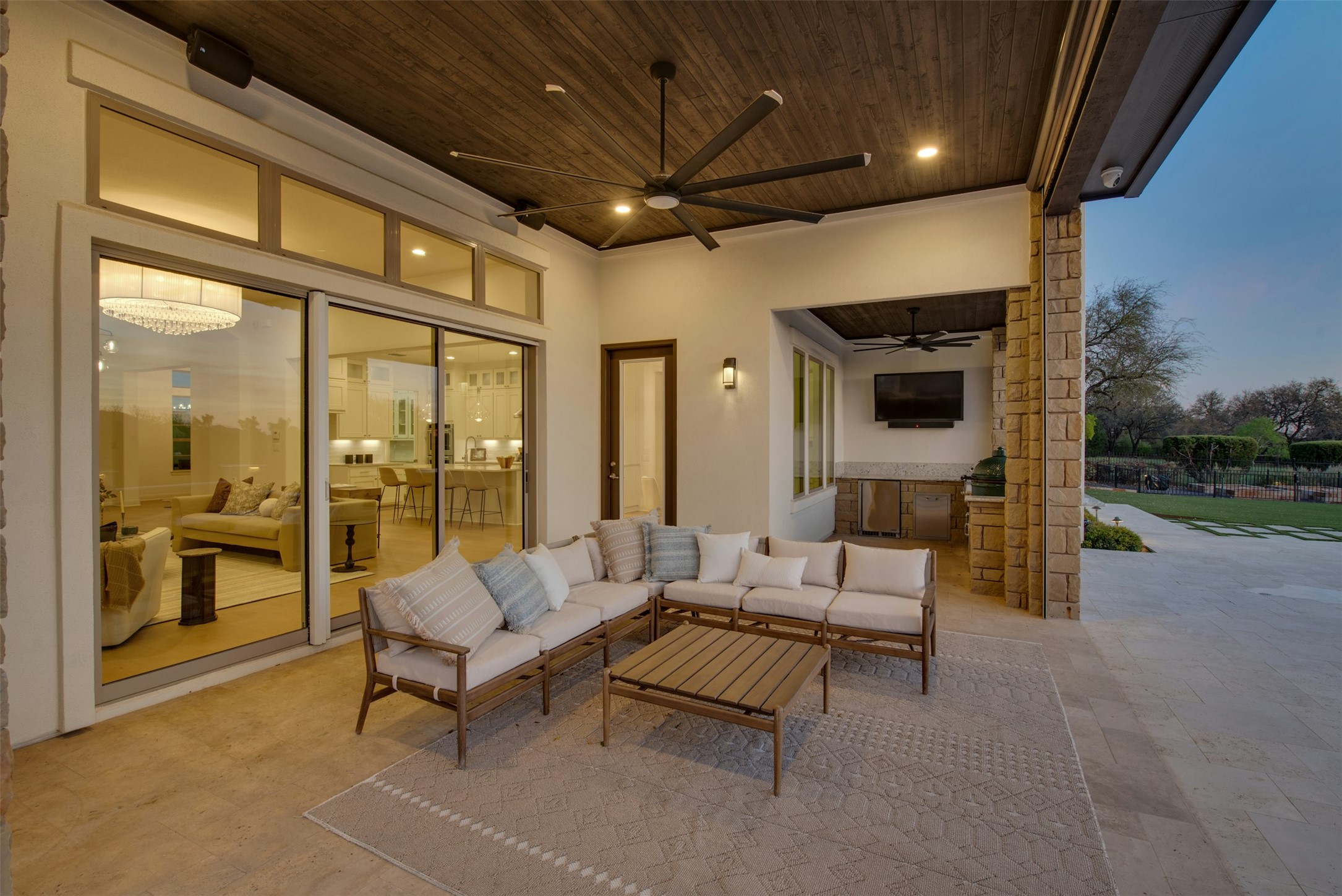 401 Brave Face Street Leander, TX 78641 - Photo 20 of 35 View of patio with a ceiling fan and an outdoor kitchen and area to lounge
