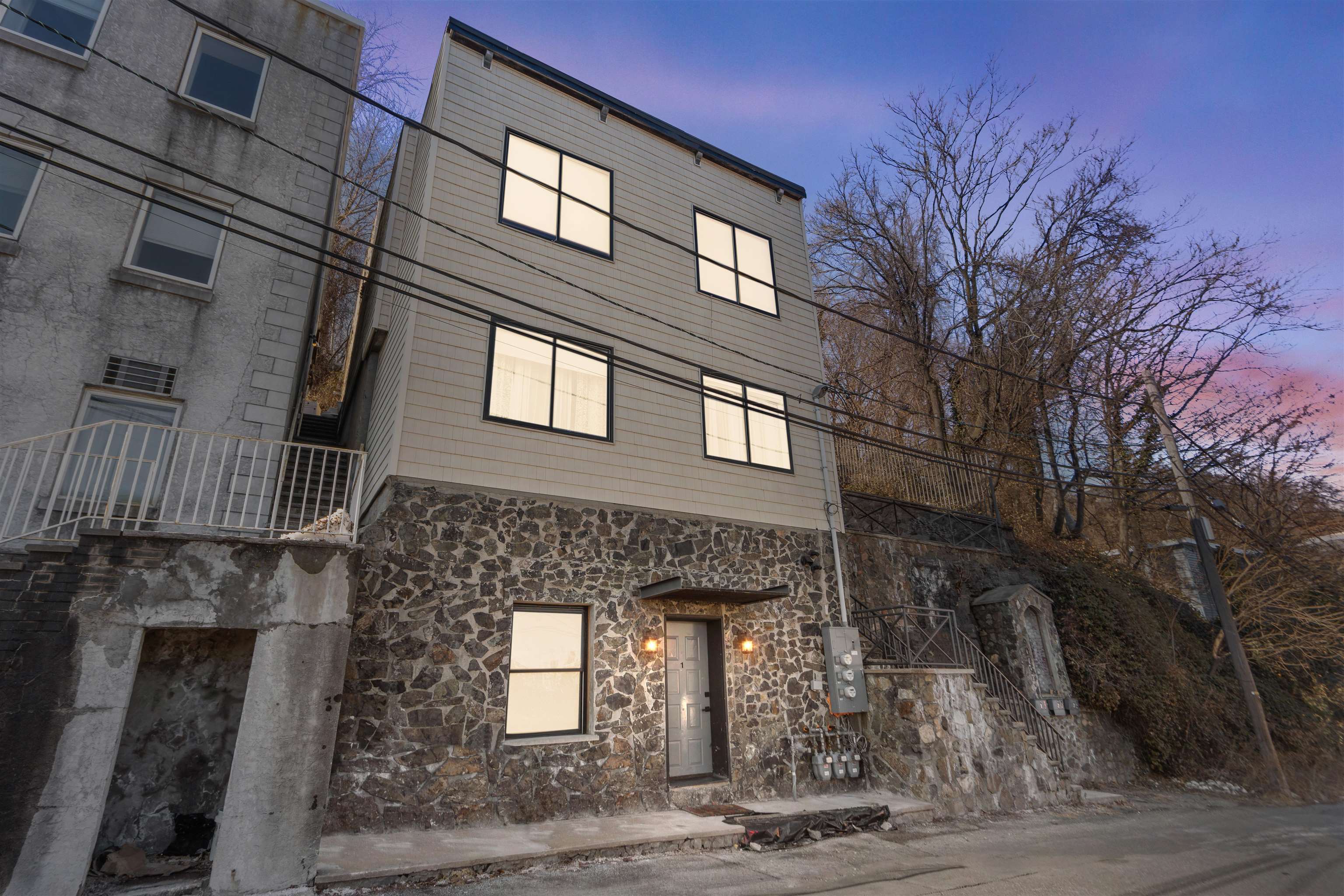 a front view of a house