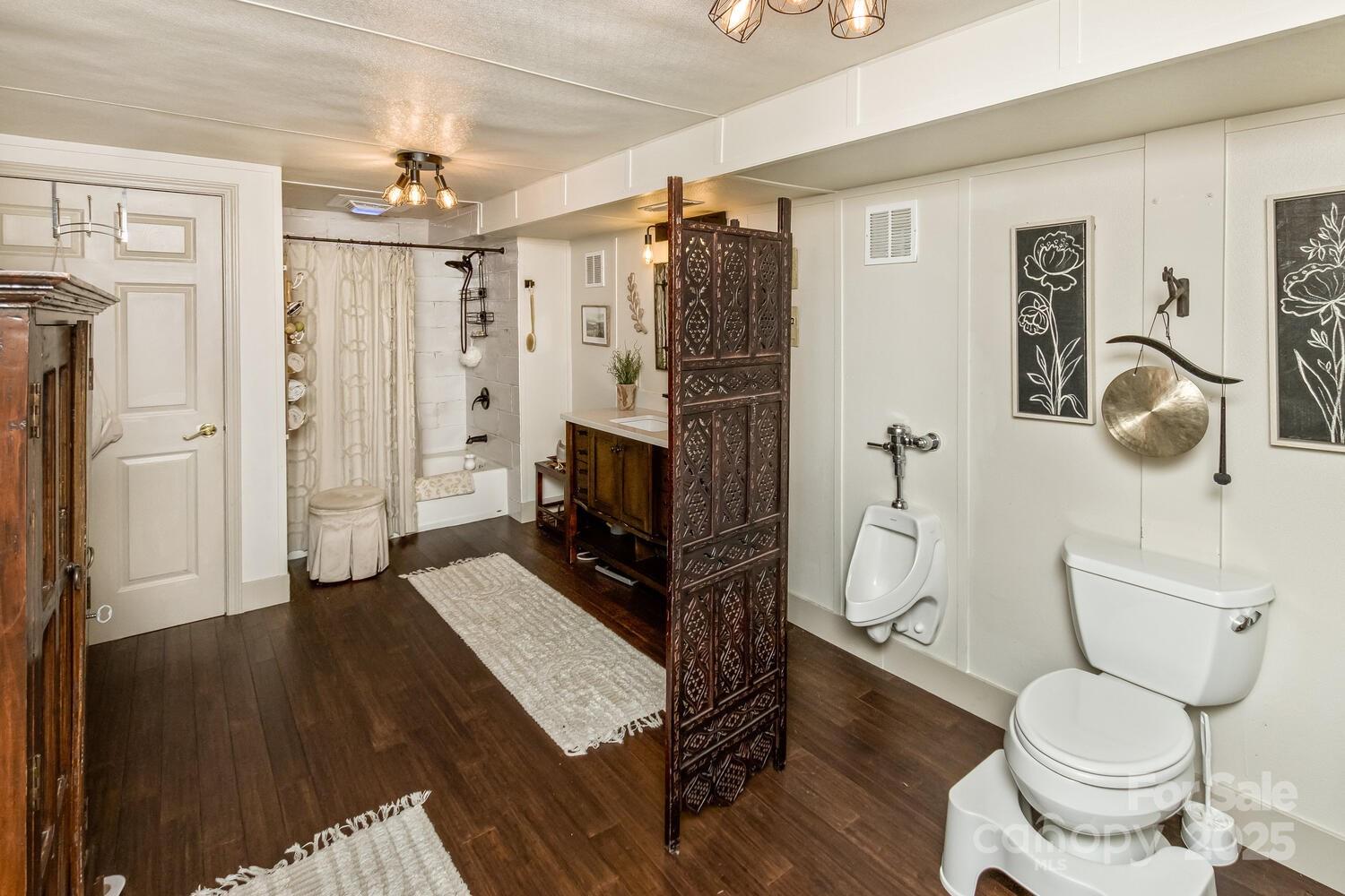25 View Ridge Parkway Leicester, NC 28748 - Photo 23 of 47 a living room with furniture a flat screen tv and a toilet