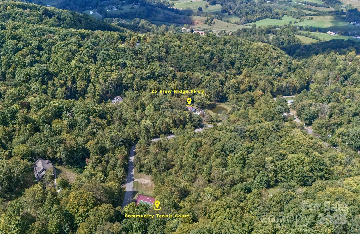 25 View Ridge Parkway Leicester, NC 28748 - Photo 38 of 47 an aerial view of residential house with parking and yard