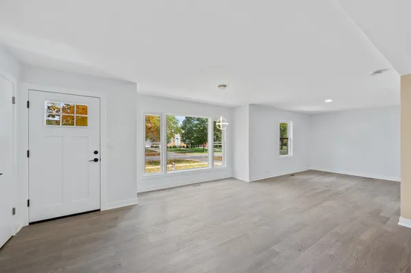 an empty room with windows