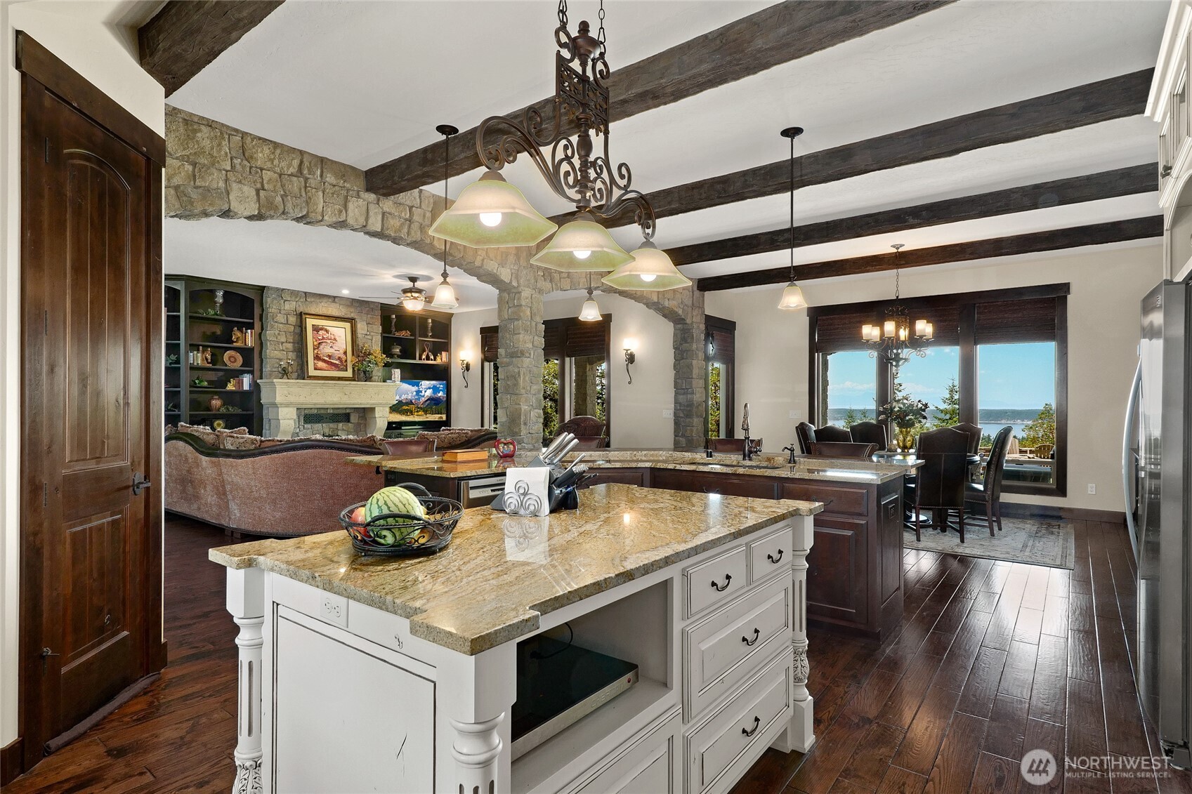 67 North Gilbertson Road Camano Island, WA 98282 - Photo 12 of 40 a kitchen with a stove a refrigerator and a view of living room