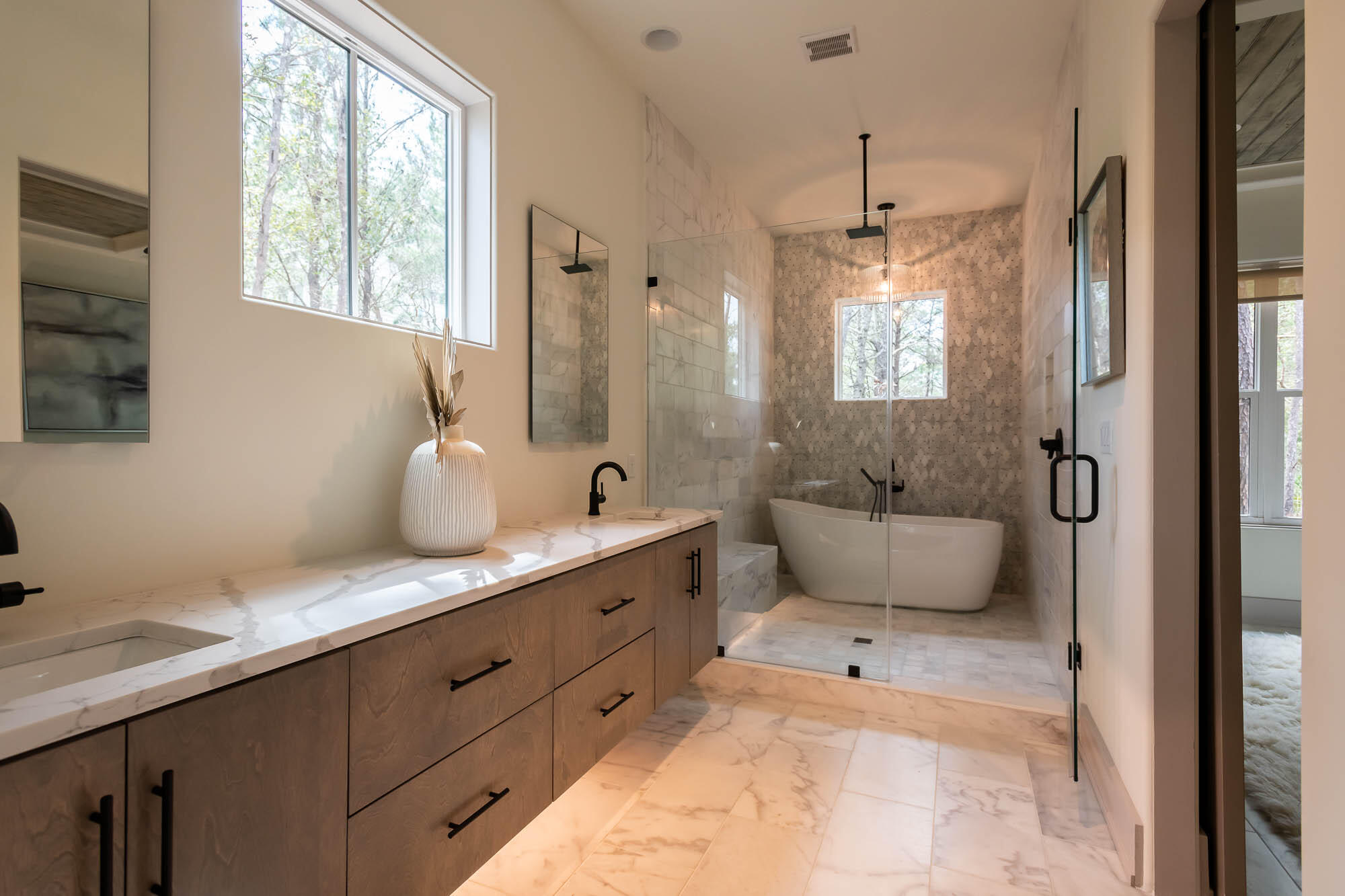 151 Grande Pointe Dr Inlet Beach Inlet Beach, FL 32461 - Photo 16 of 32 a spacious bathroom with double vanity sink a mirror a window and a shower