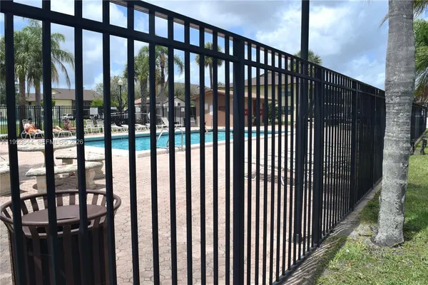 a view of a black gate