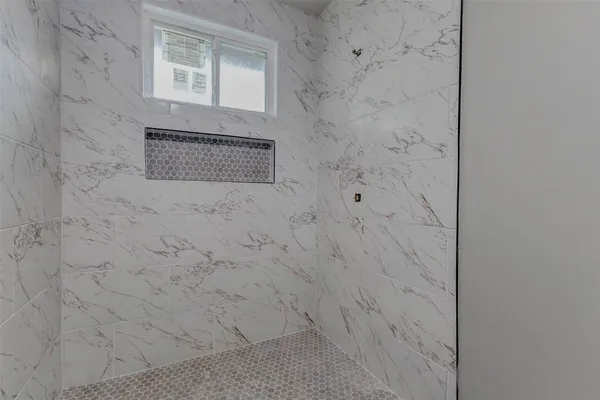 a bathroom with shower