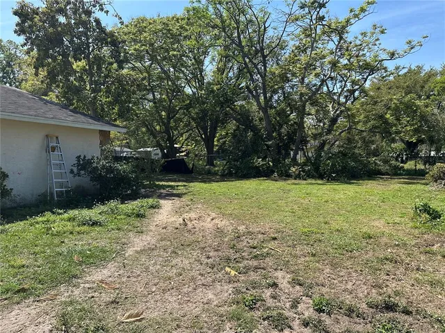 a view of a house with yard and a tree