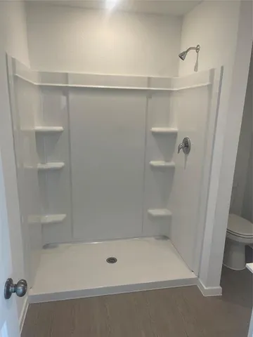 a bathroom with a bathtub