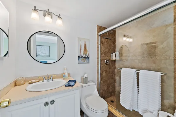 a bathroom with a toilet a sink and a mirror