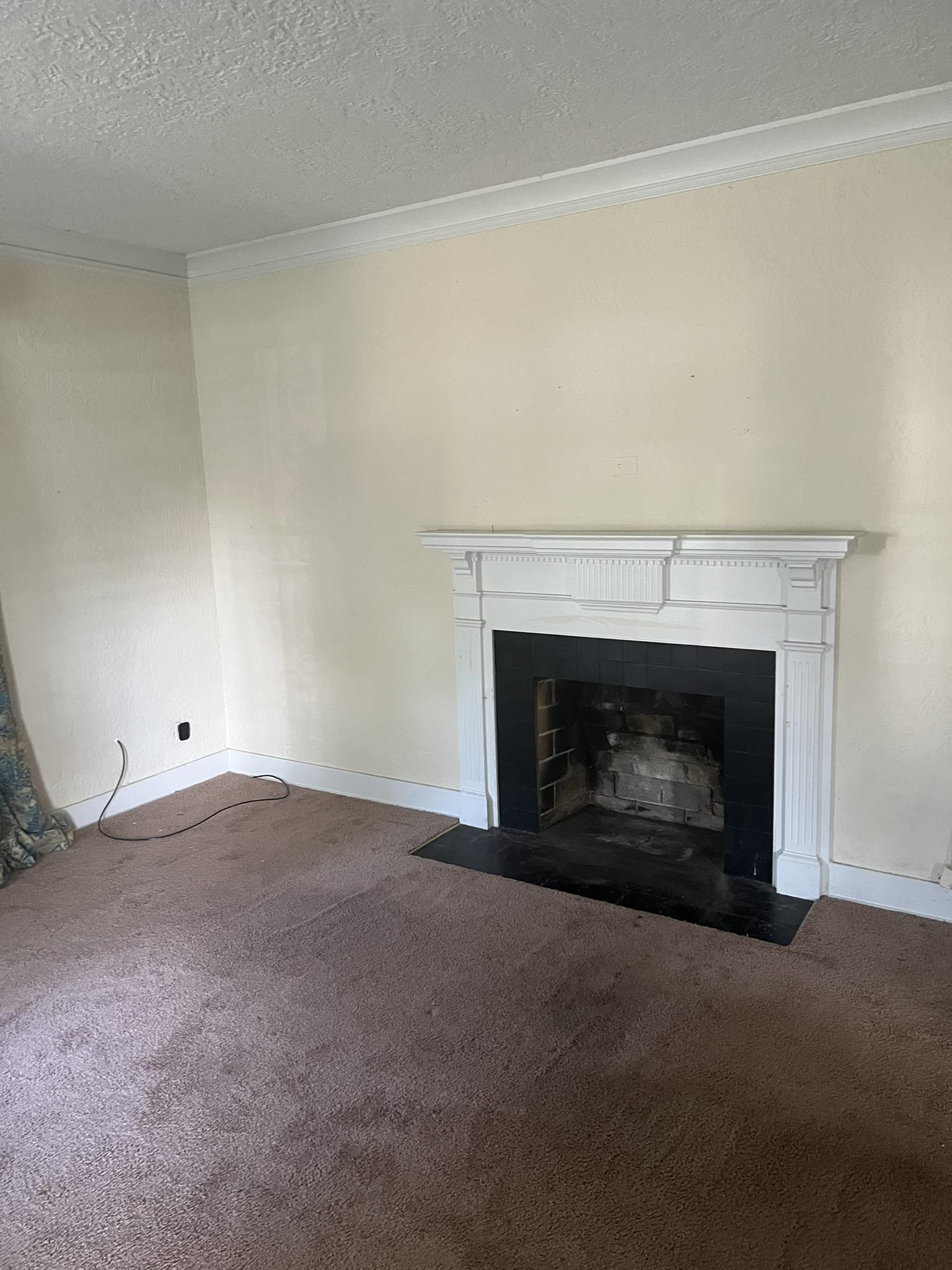 632 Spring Street Memphis, TN 38112 - Photo 34 of 37 Unfurnished living room with a textured ceiling, carpet floors, and crown molding
