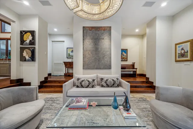 a living room with furniture and a couch