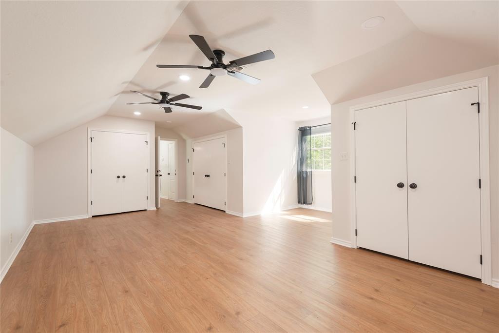 2020 Arbor Bend Road Bonham, TX 75418 - Photo 29 of 40 Bonus room with a ceiling fan, light wood-type flooring, and recessed lighting