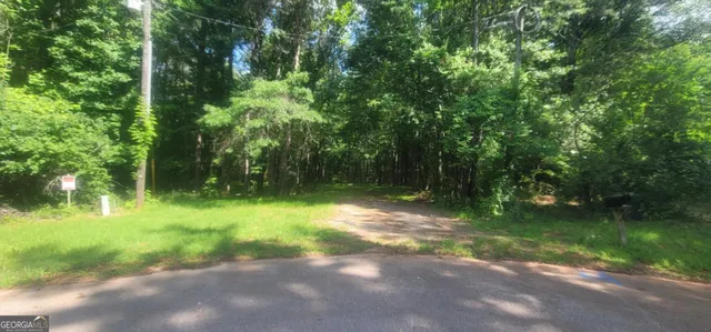 a backyard of a house with lots of green space and fountain
