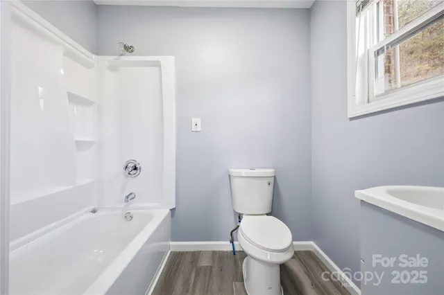 a bathroom with a toilet and a bathtub