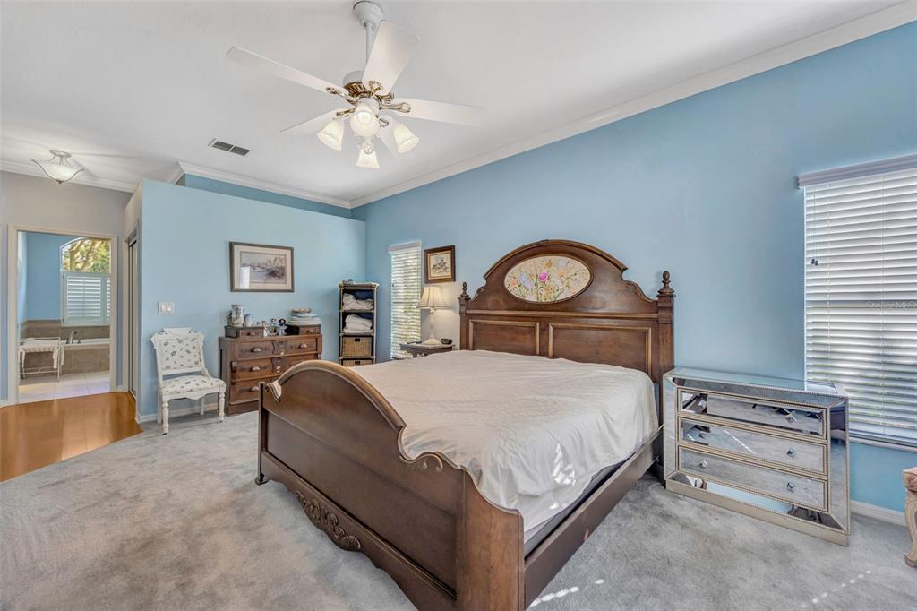 507 Surrey Lane Lutz, FL 33549 - Photo 12 of 27 a bedroom with a bed and a chandelier