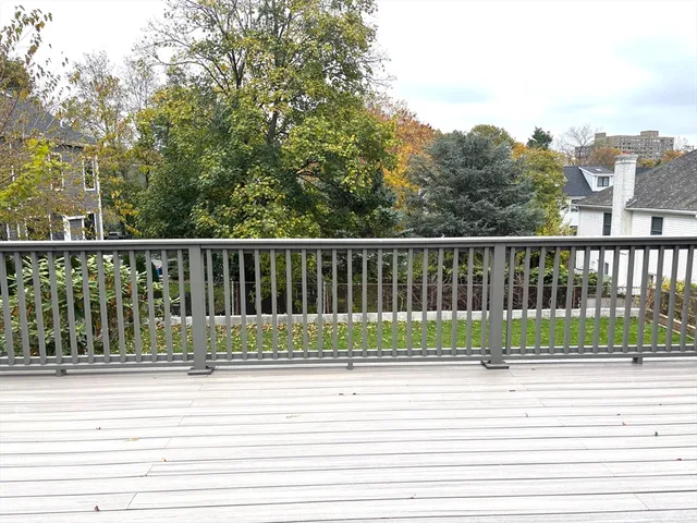 a view of a deck with a chair