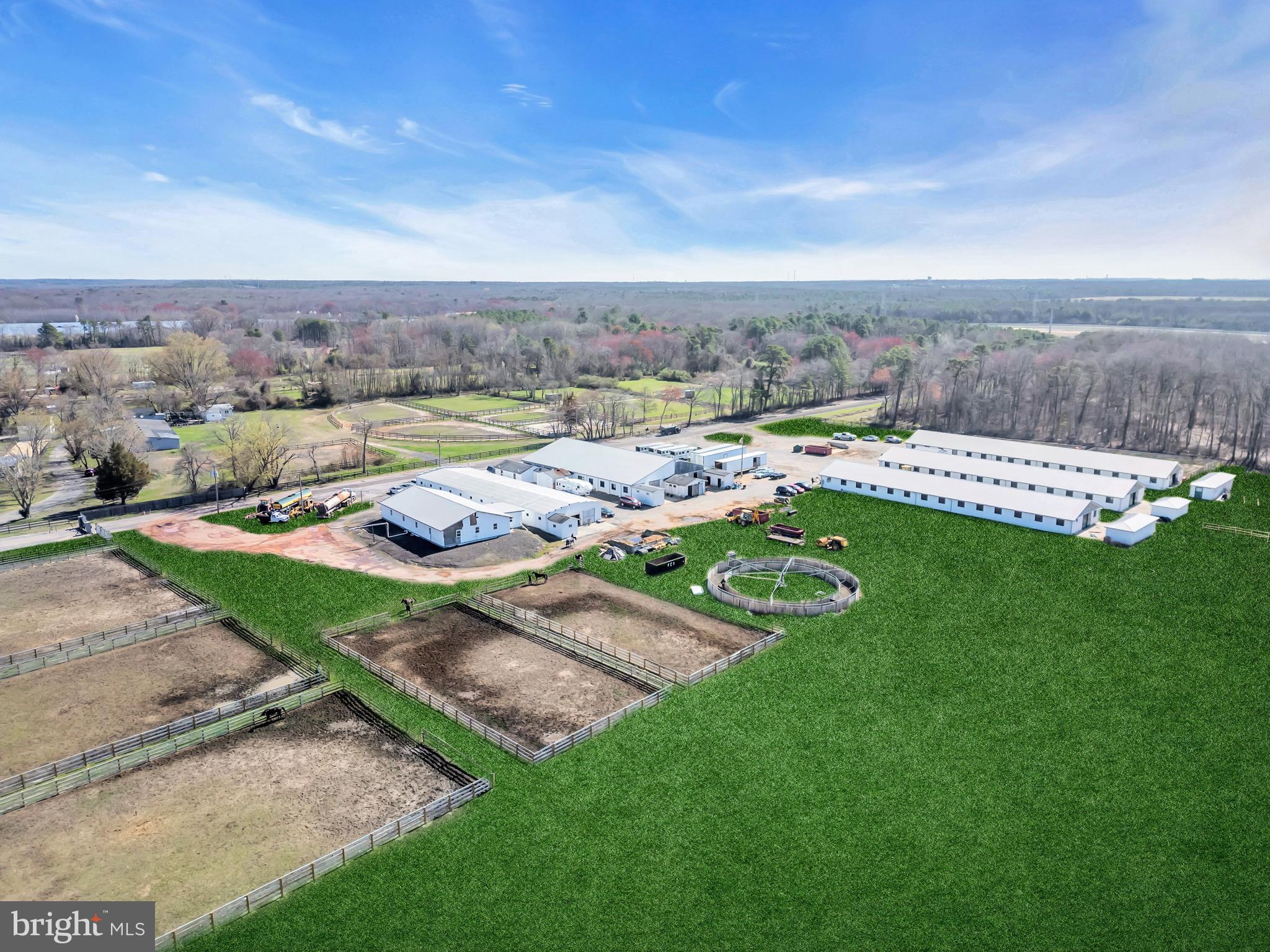 an aerial view of a house with a garden space