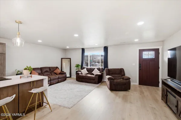 a bedroom with a bed and furniture
