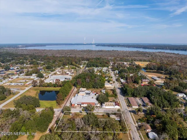 an aerial view of a house