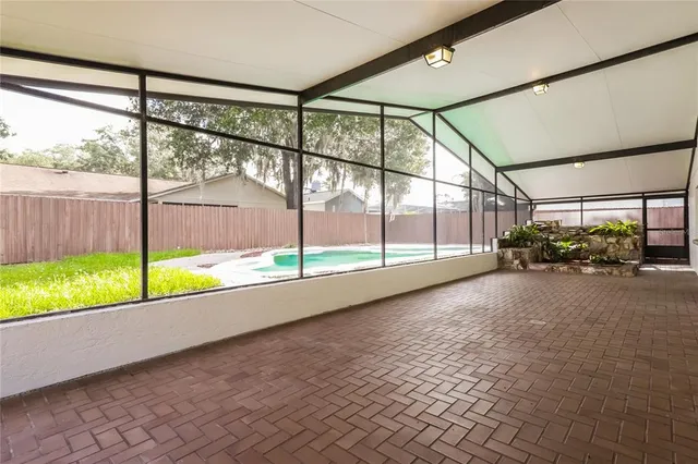 a view of an entryway with a garden